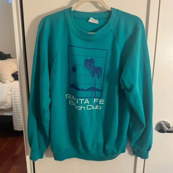 VINTAGE Santa Fe turquoise green sweatshirt - Picture 1 of 4
